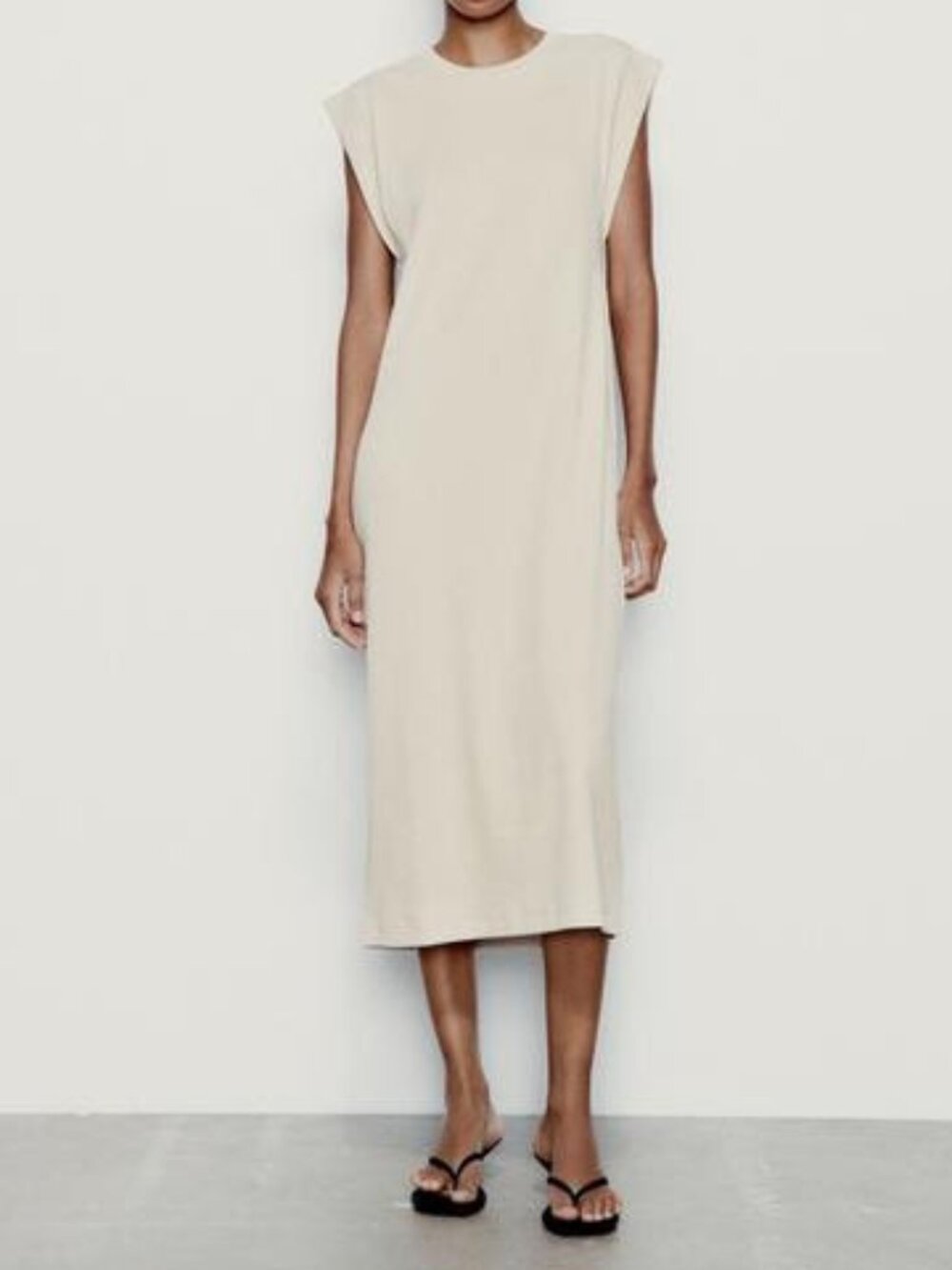 ZARA Rib T‑Shirt Dress NWT – Sand (Size M)
